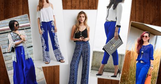 Женские укороченные брюки синего цвета: что к ним подходит?