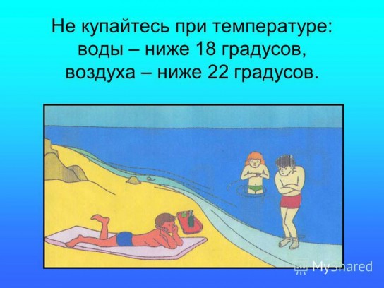 Температура воды не выше 8 градусов Температура воды в диапазоне 14-16 градусов