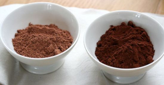 Натуральный и алкализованный порошок какао