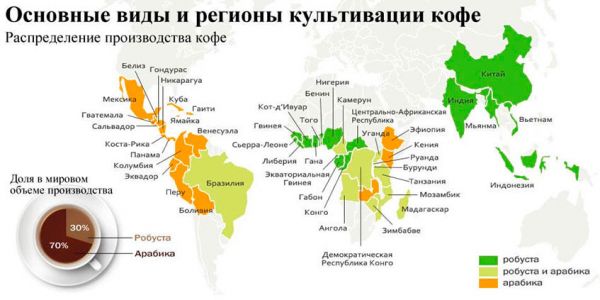 Страны, где производят кофе
