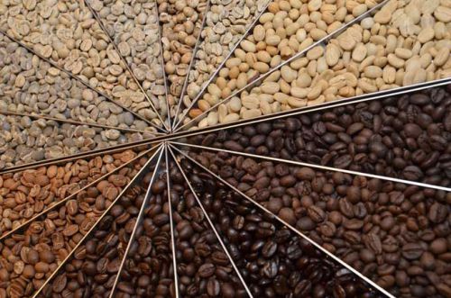 Цвета обжаренных кофейных зерен