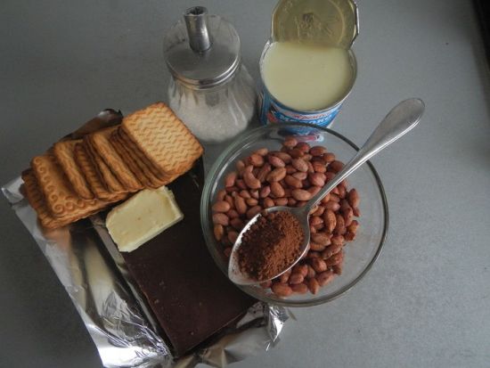 Печенье, арахис, какао, масло