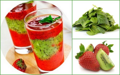 Смузи из киви, клубники и шпината